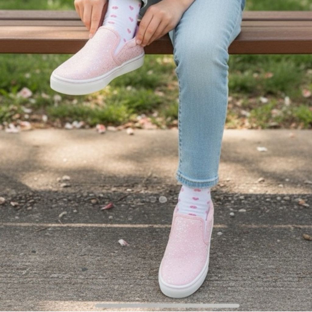 Wonder Nation Pink Sparkle Slip on Shoes Sneakers